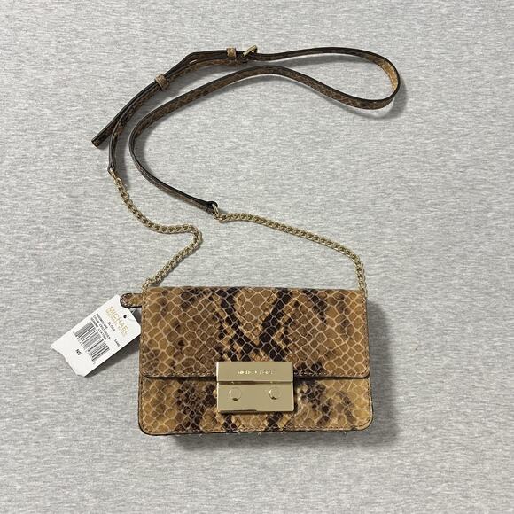 Michael Kors Handbags - Michael Kors Sloan Crossbody Bag Womens One Size Sand Snake Leather Chain